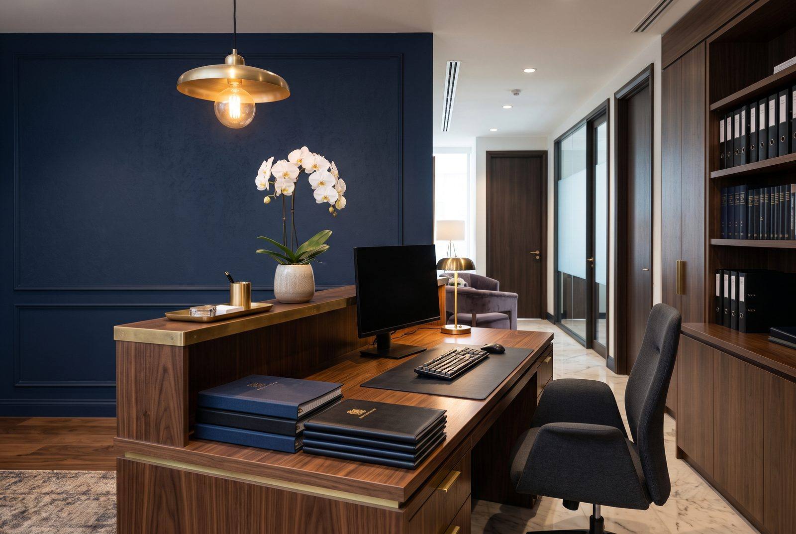 Immaculate law firm reception and administration area